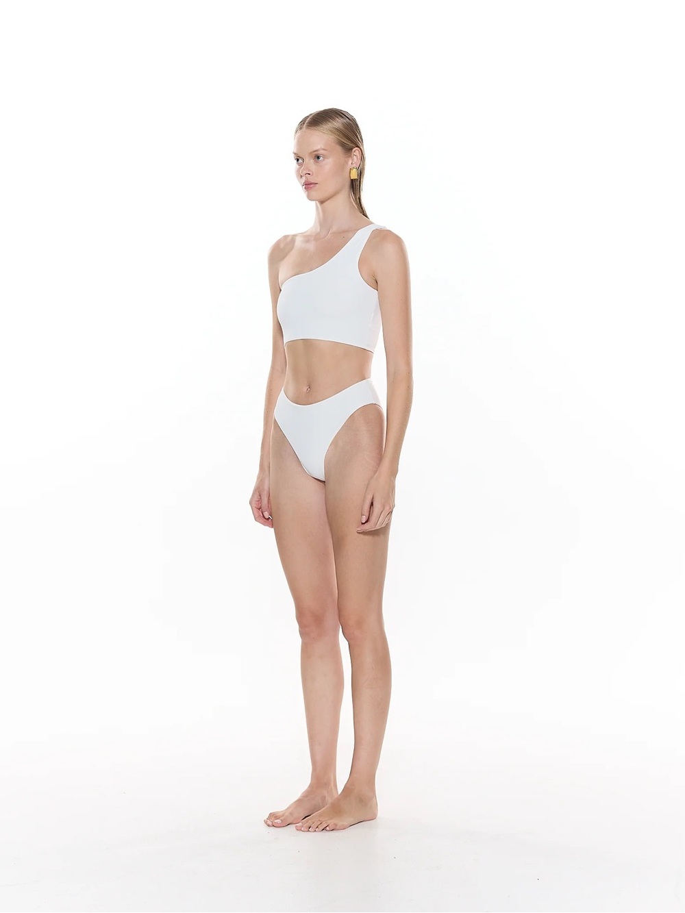 Asymmetric One-Shoulder Bikini Set in White